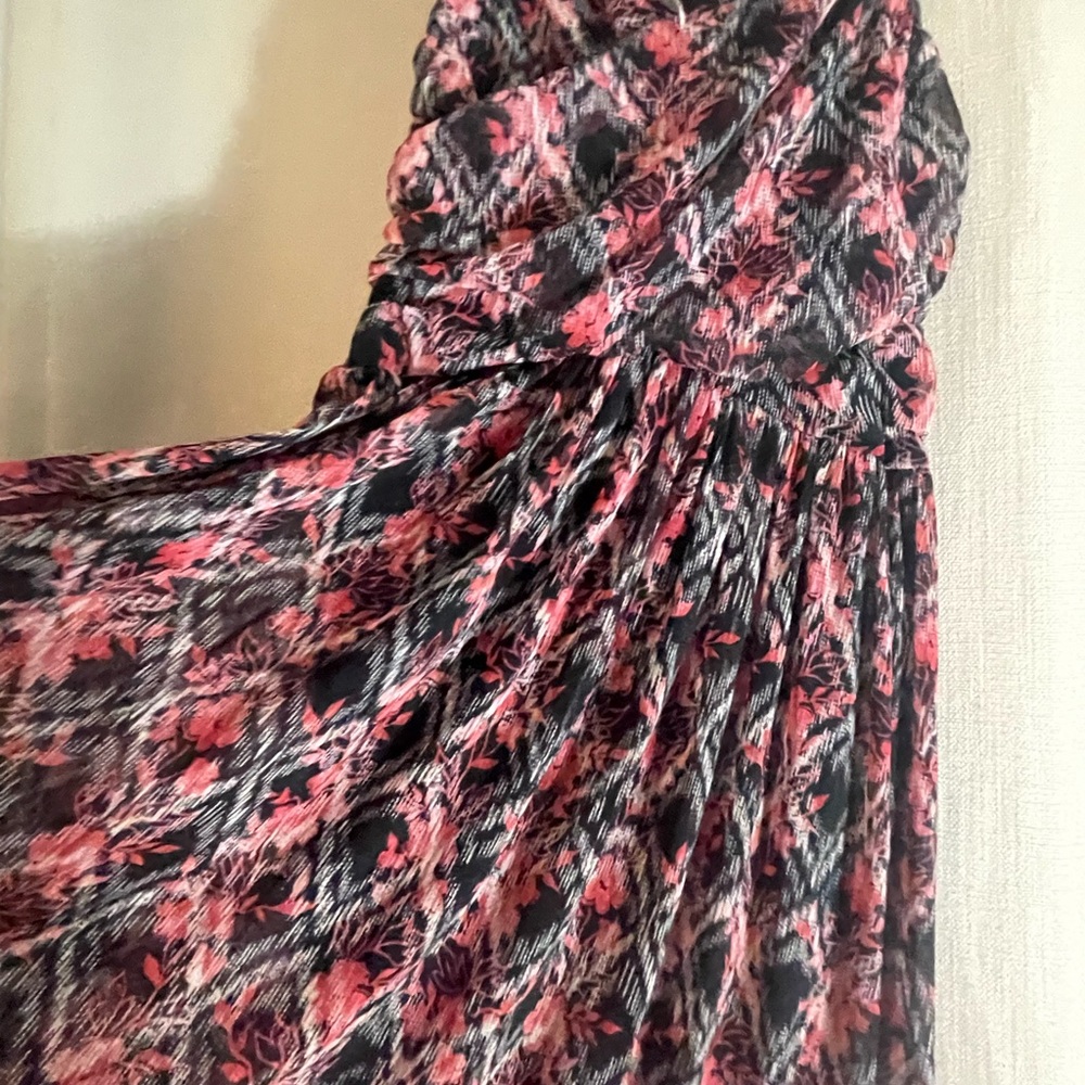 Free People XS Women’s black and reddish pink floral midi dress vintage